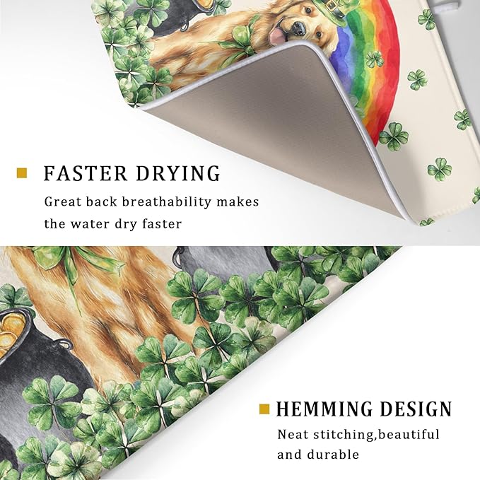 Funny Dog Dish Drying Mats for Kitchen Countertop Large Microfiber Absorbent Coffee Bar Mat - Image 3
