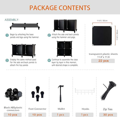 6-Cube Storage Organizer, Closet Organizer Storage Cabinet Shelf Bookcase Bookshelf with Metal Hammer, Storage Cubes Organizer Cabinet for Kids, Closet, Bedroom, Bathroom(11.8x11.8x11.8 inch)Black - Image 9