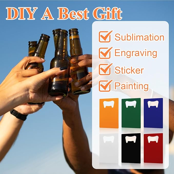 QTLCOHD 60 Pieces Credit Card Bottle Opener Stainless Steel Bottle Opener Bulk Metal Card Size Beer Bottle Openers for Wallet Pocket Wedding Party Favor (Mixed Color)