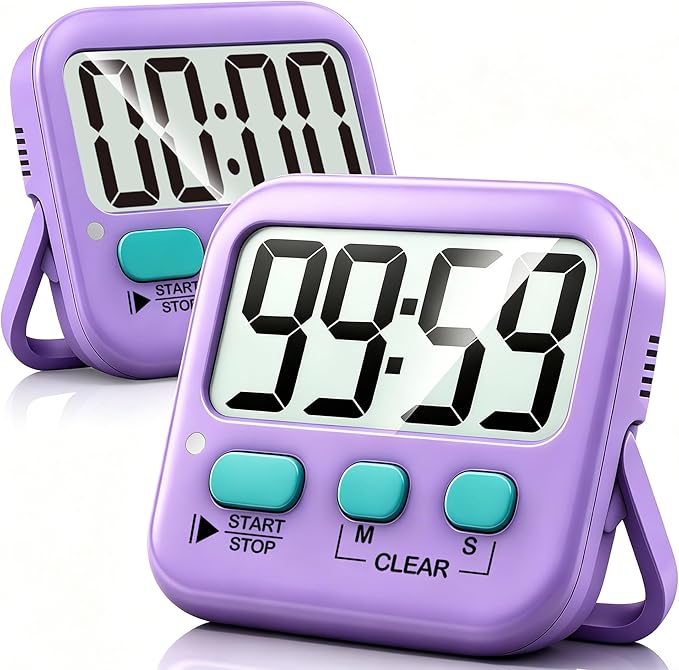 Antonki 2 Pack Digital Timer for Kids, Magnetic Countdown Kitchen Timers for Cooking, Egg, Classroom, Teacher, Exercise, Study, Oven - Battery Included by Antonki