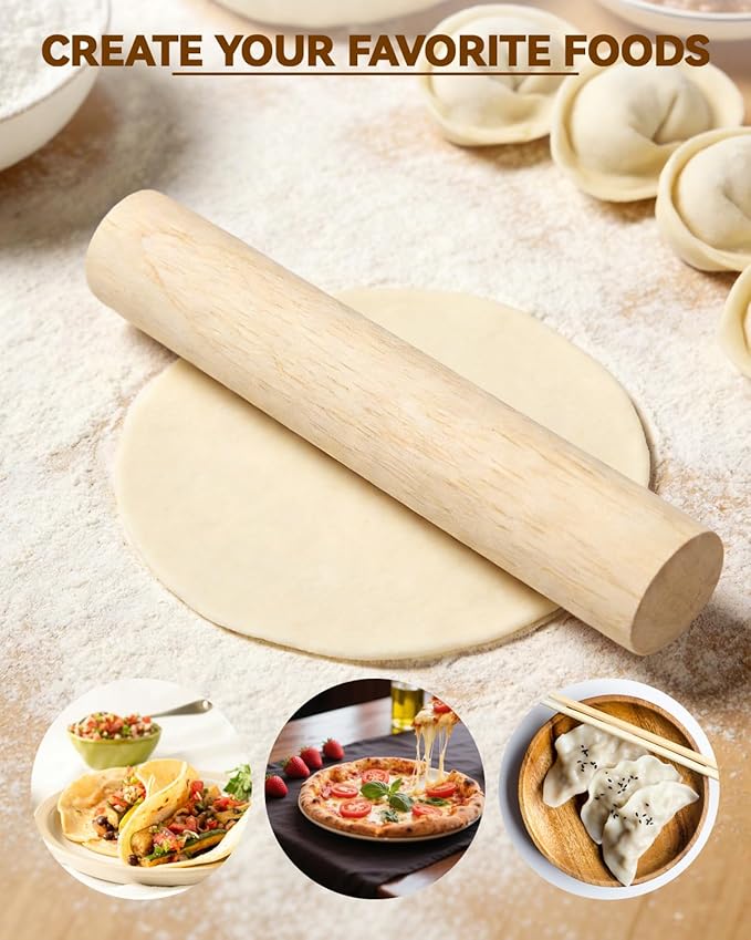 6 Inch Small Wooden Rolling Pin, 4 PCS Dumpling Dough Roller Wooden Mini Rolling Pins, Wooden Rolling Pin Set for Fondant, Pasta, Bread, Pastry, Cookies, Pizza, Pie Kitchen Utensil Tool - Image 5