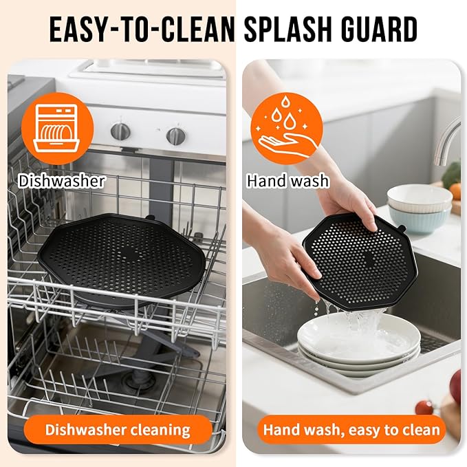 2 Pcs Air Fryer Splatter Screen for AS101DG Air Fryer, Reusable Heat-Resistant Oil Splash Guard, Glass Air Fryer Accessories