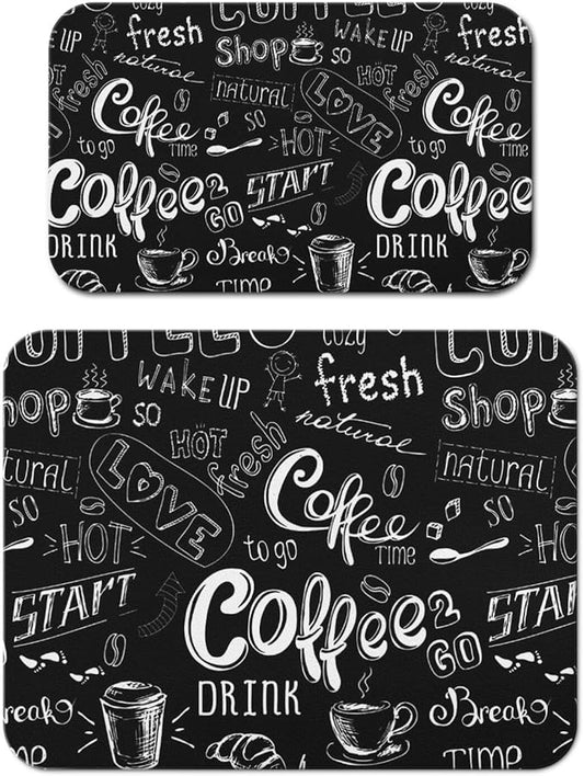 Dish Drying Mat for Kitchen Counter 2 Pack with Non-Slip Rubber Backing - Heat-Resistant Absorbent Coffee Bar Mat, Dish Rack Mat, Coffee Dish Drying Mats 18x24+19.5x12 inch