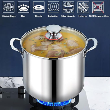 P&P CHEF 12 Quart Stainless Steel Stock Pot with Lid, Large Stockpot for Cooking Pasta Soup, Cookware for Induction Gas Electric Stoves, Visible Lid & Measuring Markings, Dishwasher Safe - Image 5