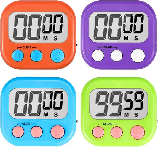 Digital Timer for Kids Teacher Supplies Classroom Timer for Study Learning Management Kitchen Work Exercise-4Pack Blue Green Orange Purple by AOUVES