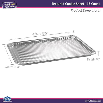 Aluminum Pans Half Size Textured Cookie Sheet 15 Count Durable Nonstick Baking Sheets 15.87" x 11" - Sheet Pan, Baking Tray, Cookie Sheets, Foil pans, Foil trays, Sheet Baking Pans - Image 2