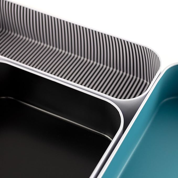 Three by Three Seattle 5 Piece Metal Organizer Tray Set for Storing Makeup, Stationery, Utensils, and More in Office Desk, Kitchen and Bathroom Drawers (2 Inch, Assorted Colors, Stripes) - Image 3