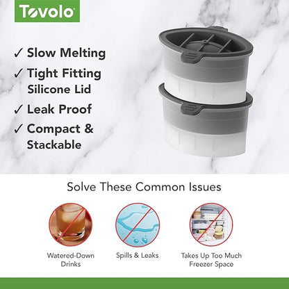 Tovolo Football Ice Cube Mold Pack of 2 Large Craft Ice Molds for Whiskey Bourbon Cocktails Drinks, Dishwasher Safe BPA Free Silicone Ice Mold Football Themed Gifts for Fans, Coaches, Men
