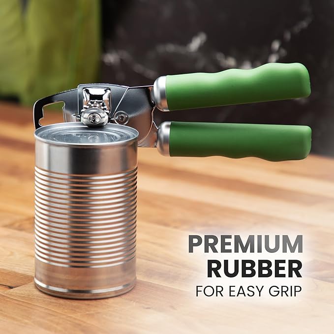 Zulay Kitchen Heavy Duty Stainless Steel Can Opener Manual with Bottle Opener - Rust Proof Manual Can Opener With Turn Knob & Comfy Soft Grip Handles - Artichoke Green - Image 8