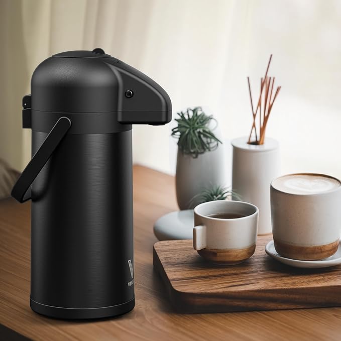Airpot Coffee Carafe for Keeping Hot - 85 OZ/ 2.5L Coffee Dispenser with Pump - Insulated Stainless Steel thermal carafe for Hot Drinks Water Tea Chocolate - Hot Beverage Dispenser for Parties - Image 6