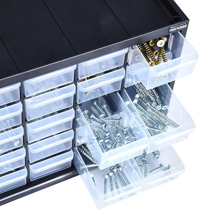 CRAFTSMAN Storage Organizer, 30 Small Drawer Modular Storage System, Easily Stackable, Plastic, Black, White (CMST40730) - Image 3