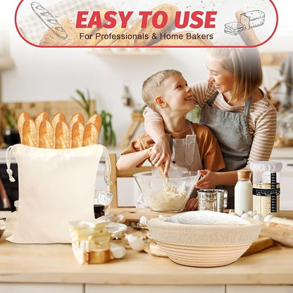 EWFEN Sourdough Starter Kit with Round & Oval Banneton, Complete Sourdough Bread Baking Supplies, Bread Proofing Basket with Starter Jar, Bread Making Tools Kit for Beginners & Bakers - Image 7