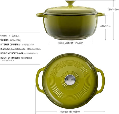 Mercer Culinary Enameled Cast Iron Round Dutch Oven, 6 qt., Avocado - Image 5
