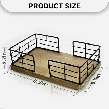Kordory Wooden Guest Towel Holder Tray for Bathroom, Black Bamboo Counter Rectangular Bathroom Napkin Holder for Ktichen, Disposable Hand Towel Holder Tray for Home, Bar, Hotel, Office(Light Brown)