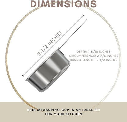1/2 Cup Stainless Steel Measuring Cup | Sturdy Metal 125 ml | 125 cc | 4 oz | Single Cup for Wet and Dry Ingredients | Great for use as 1/2 Cup Dog Food Scoop - 12 PK - Image 3