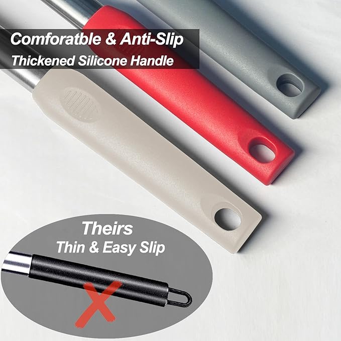2 Pack Spatulas, Solid & Slotted Silicone Spatula Set, Stainless Steel Handle Coated with Silicone, Non Stick Turners, Heat Resistant Rubber Spatulas for Fish, Eggs, Pancakes, Khaki - Image 6