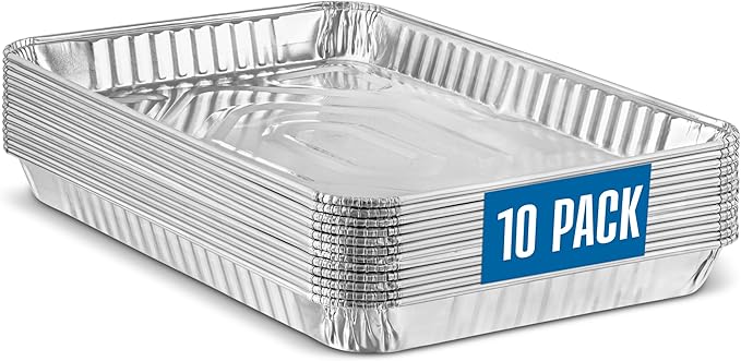 PLASTICPRO Aluminum Pans 10 Pack Disposable Cookie Sheets 9'' x 13'' Baking Pans Premium Quality Heavy Duty Sheet Pans by PLASTICPRO