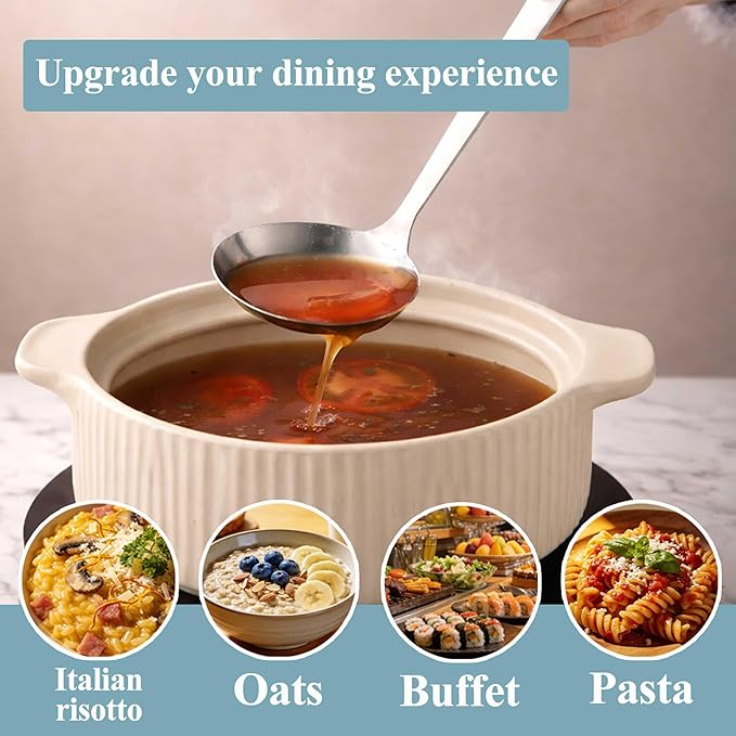Berglander Slotted Spoons and Kitchen Ladle Spoon Set 2 Pcs, Stainless Steel Kitchen Spider Strainer Skimmer Soup Ladle for Straining Pasta/Cooking/Frying, Serving Soup/Gravy, Metal Kitchen Utensils - Image 7