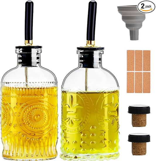 gegewawa Olive Oil Dispenser Bottle for Kitchen with Metal Spout, Glass Oil Bottles 7OZ, Elegant Glass Cooking Oil Dispenser for Kitchen-2pcs by Unknown