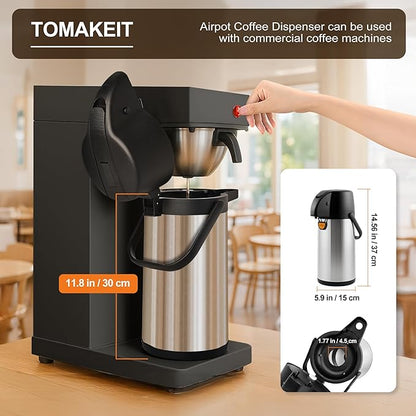 TOMAKEIT Airpot Coffee Dispenser Thermal with Pump,3L/102 Oz Insulated Stainless Steel Large Airpot Coffee Carafe Lever Action for Hot/Cold Water,Thermal Carafe for Hot Cocoa for Parties - Image 2