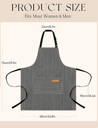 2 Pack Kitchen Cooking Aprons, Soft Aprons for Women Men with 2 Pockets Chef Apron with Adjustable Neck Strap and Long Tie - Image 6