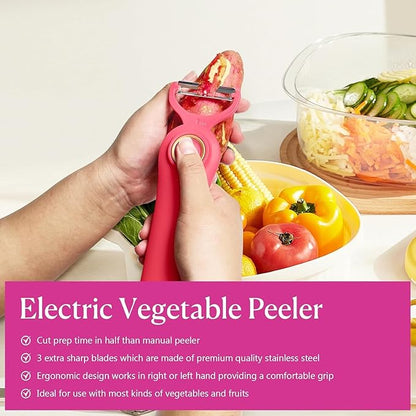 3-in-1 Electric Peeler | Auto Blade for Fruits/Vegetables | 3 Interchangeable Blades | Type-C Charging,Battery Capacity 1500 mAh | Kitchen, Travel, Camping - Image 5