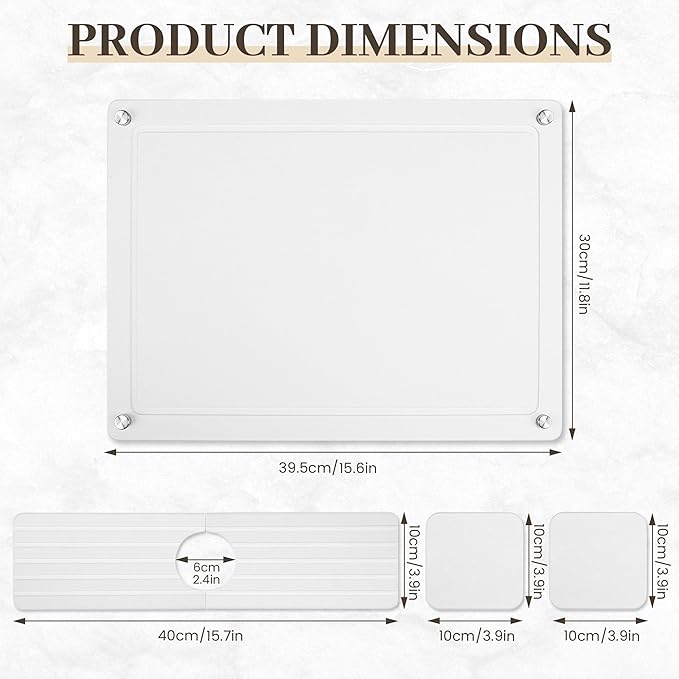 Zinovo Stone Dish Drying Mats for Kitchen Counter, Quick Dry Water-Absorbent Diatomaceous,Non-slip Bracket,Heat Resistant, Faucet Mat for Sink/Washbasin, for Cups /Bottles/Plants,15.6"L x 11.8"W,White