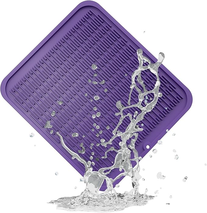 ZLR Large Silicone Dish Drying Mat (16" x 18") - XL Heavy Duty Drainboard Mat for Pots, Pans & Family Loads - Heat Resistant Trivet & Counter Protector, Easy Clean (Meadow Violet) by ZLR