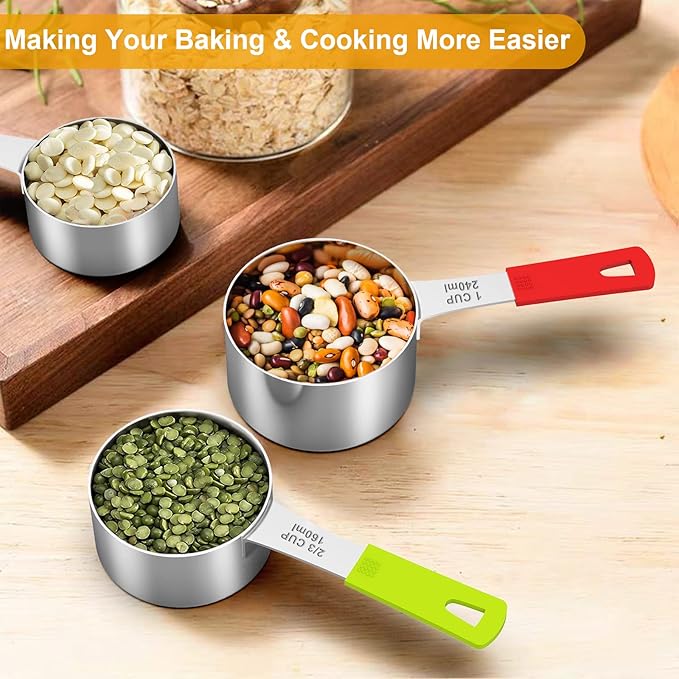 Wildone 8-Piece Measuring Cups Set, Stainless Steel Nesting Measuring Cups, Perfect for Dry and Liquid Ingredients, Dishwasher Safe - Image 6