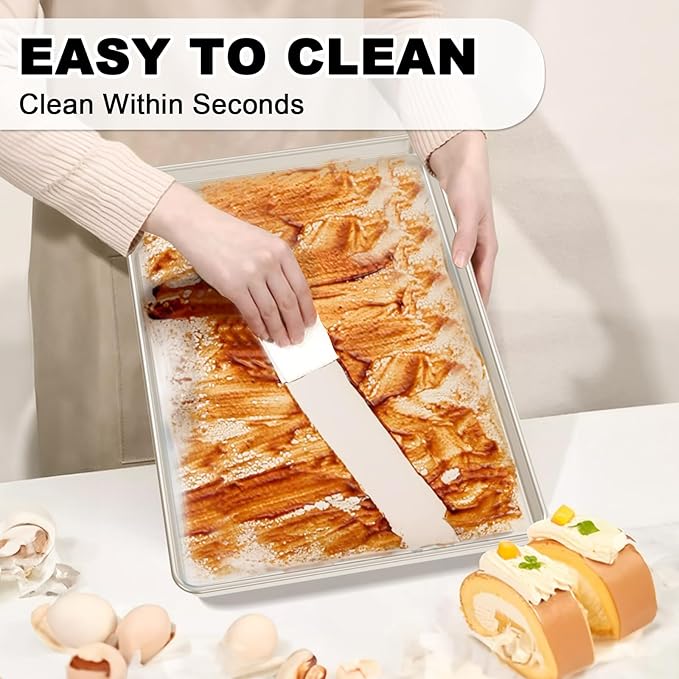 24 Inch Baking Sheet Pans with Rack Set, Natural Aluminum Cookie Sheet, Extra Large Commercial Quality Baking Sheet Pan Set, Warp Resistant Nonstick Thick Cookie Tray Pans for Baking, Roasting - Image 8