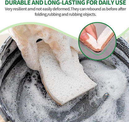 Sponges Kitchen Natural Dish Sponge Plant-Based Biodegradable Compostable Cellulose with Coconut Scrubber Sponge Non Scratch Eco Friendly Kitchen sponges for Kitchen Dishes（Pack of 24）