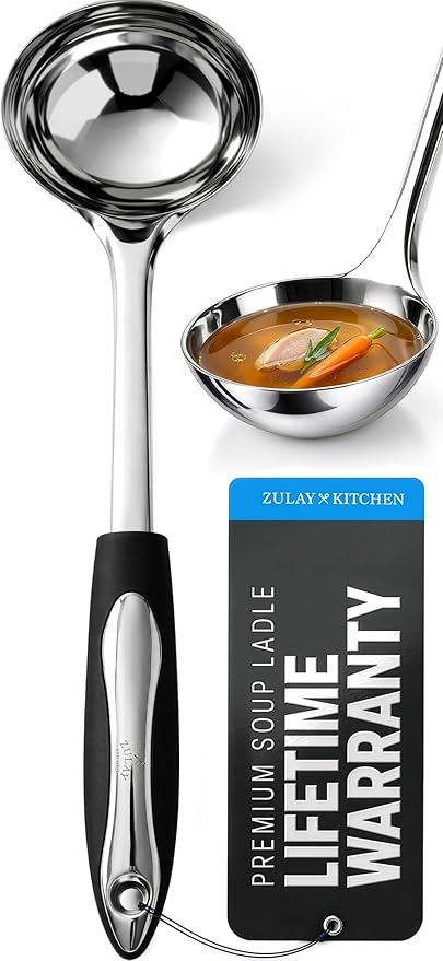 Zulay Kitchen Premium Soup Ladle - 12" Stainless Steel with Non-Slip Silicone Handle by ZulayKitchen
