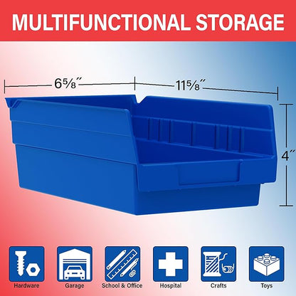 Akro-Mils 30130 Plastic Shelf Bins, Heavy Duty Storage Bins for Garage, Closet, and Drawer Organization, 12" x 6-1/2" x 4", Blue, 12-Pack - Image 3