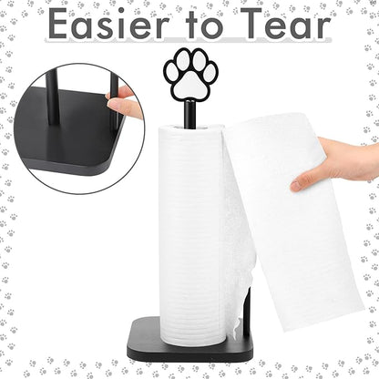 Leinuosen Dog's Paw Paper Towel Holder Farmhouse Dog's Paw Wooden Paper Towel Holder Black Funny Bathroom Countertop Accessories Kitchen Roll Stand Organizer Standing Apartment Decor Housewarming Gift
