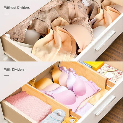 Utoplike 4 pcs Bamboo Kitchen Drawer Dividers Large, Adjustable Drawer Organizers, Spring Loaded, Expandable Organization Works in Kitchen, Dresser, Bathroom, Bedroom, Drawer, Desk - Image 7