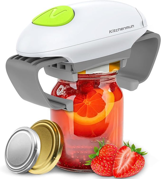 Higher Torque Electric Jar Opener for Seniors with Arthritis Fit Almost Jars Size, Strong Tough Automatic Jar Opener for Weak Hands, Hands Free Battery Operated Bottle Opener for Arthritic Hands White by Home