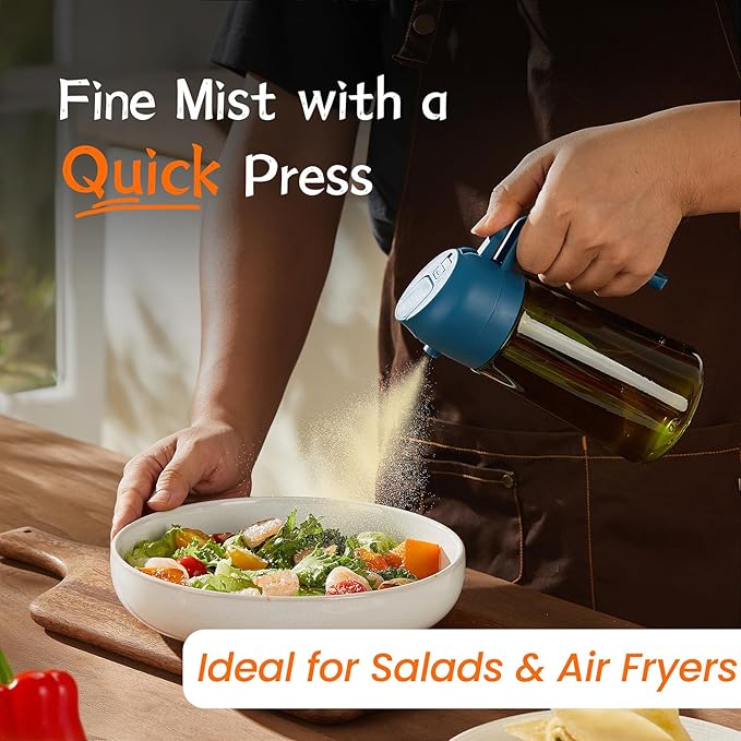 TrendPlain - Original 16oz/470ml Olive Oil Dispenser Bottle for Kitchen Gadgets and Air Fryer Accessories - Olive Oil Sprayer for Cooking w/Stickers - Navy - Image 3