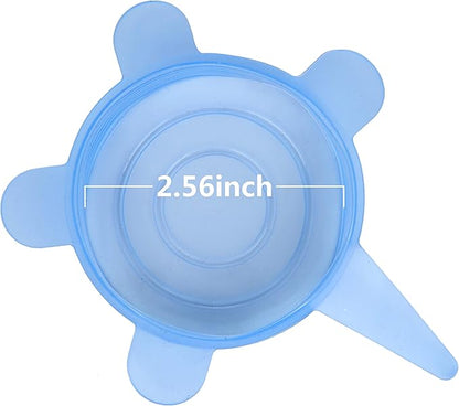 SLSON 6 Pack Pet Food Can Cover Stretchable 1 Fit 3 Universal Size Silicone Can Lids for Dog and Cat Food Can Blue