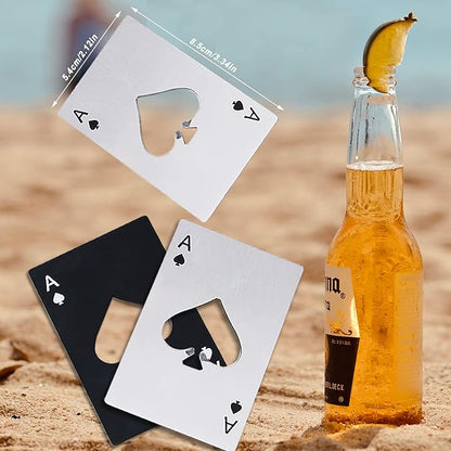 Ace Of Spades Bottle Opener Credit Card Size Pocker Cap Opener Portable Stainless Steel Can Opener (2 Pack Black & Silver) - Image 2
