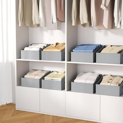 DIMJ Closet Storage Bins 8 Pack - Fabric Trapezoid Closet Organizer Bin, Foldable Storage Baskets for Shelves, Closet Shelf Organizer, Clothing Storage Box for Toys, Books, Towel, Clothes - Image 7