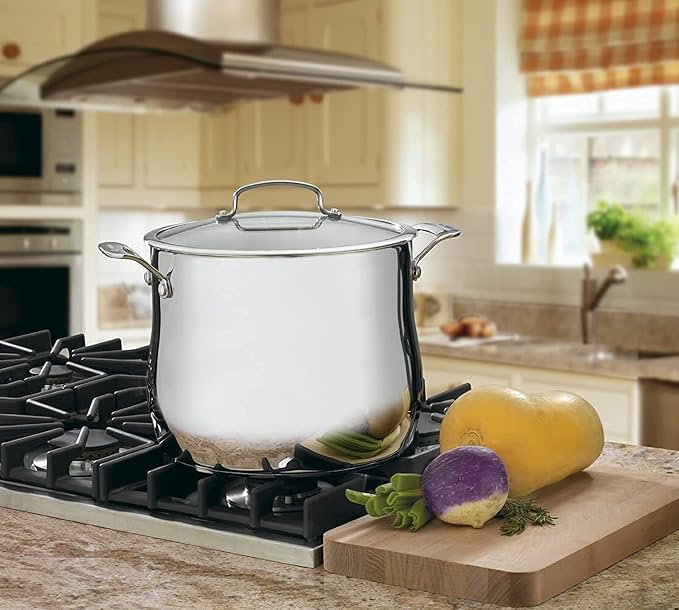 Cuisinart Contour Stainless 12-Quart Stockpot with Glass Cover, Silver - Image 2