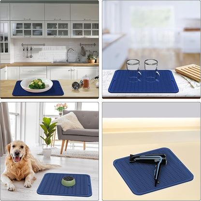 ZLR Silicone Dish Drying Mat & Heat Resistant Trivet (12" x 16") - Waterproof Counter Protector for Air Fryer, Coffee Maker - Non-Slip, BPA Free Kitchen Pad, Easy Clean Dishwasher Safe (Midnight Blue) - Image 9