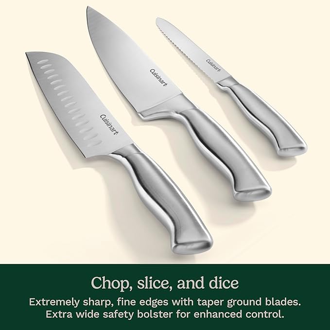 Cuisinart Stainless Steel Hollow Handle 15-Piece Cutlery Block Set, Kitchen Knife Set with Steel Blades for Precise Cutting, Durable Knives with Ergonomic Handles, C77SS-15PK (Pack of 2) - Image 3