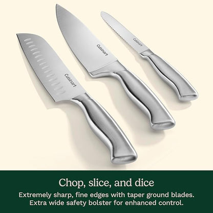 Cuisinart Stainless Steel Hollow Handle 15-Piece Cutlery Block Set, Kitchen Knife Set with Steel Blades for Precise Cutting, Durable Knives with Ergonomic Handles, C77SS-15PK (Pack of 2) - Image 3