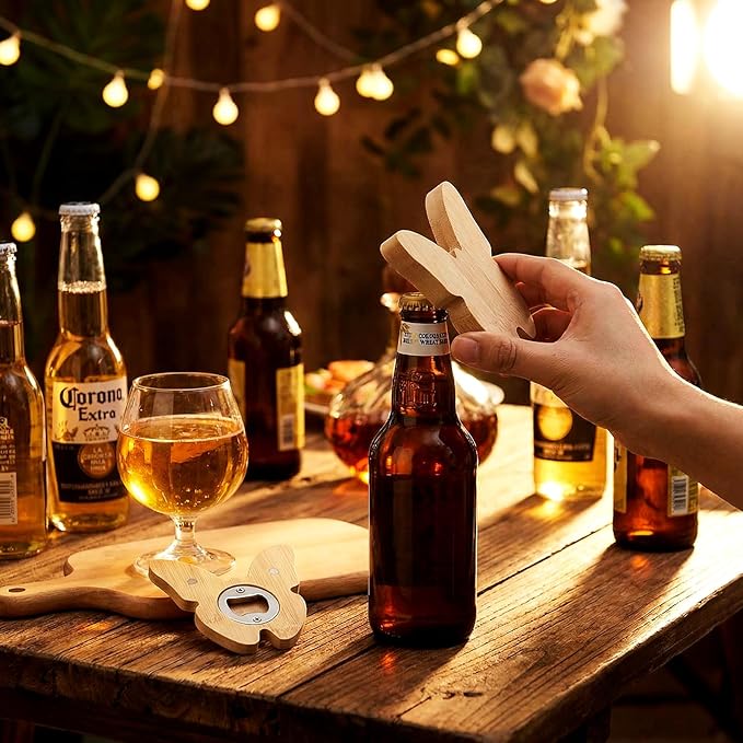 Vesici 24 Pcs Magnetic Bottle Opener 2.5in DIY Bamboo Butterfly Shape Beer Openers Wooden Fridge Magnet Refrigerator Sticker Gift for Beer Lover Wedding Guest Kitchens Bars Parties - Image 4