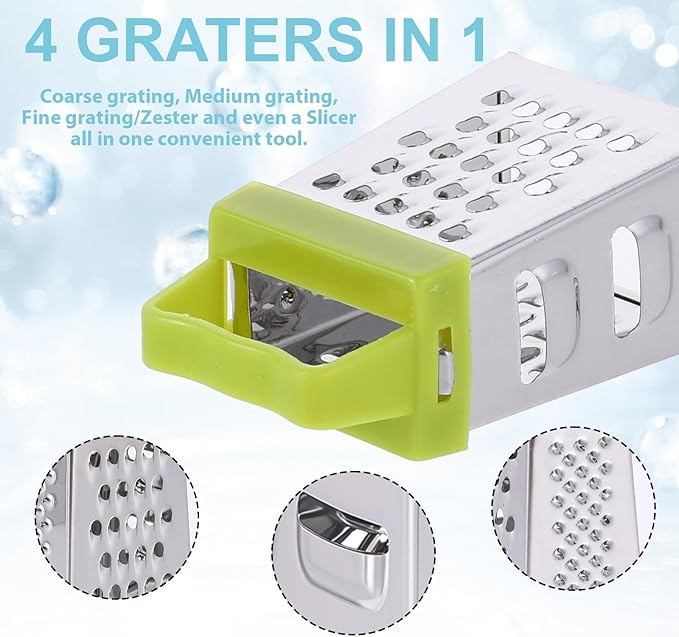 12 Pcs Mini Cheese Grater Stainless Steel Box Grater Professional Fine Coarse Handheld Slicer with 4 Sides Small Lemon Safe Zester Shredder for Kitchen Ginger Vegetable Potatoes Food - Image 3