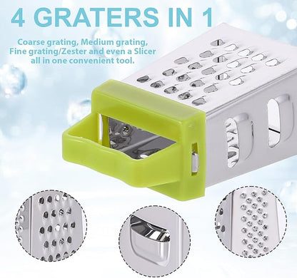 12 Pcs Mini Cheese Grater Stainless Steel Box Grater Professional Fine Coarse Handheld Slicer with 4 Sides Small Lemon Safe Zester Shredder for Kitchen Ginger Vegetable Potatoes Food - Image 3