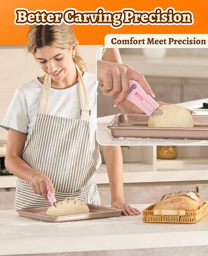 Bread Lame Sourdough Bread Baking Supplies Bread Cutter, Extractable & Magnetic Dough Cutter for Sourdough Bread, Pizza Dough and Baking Supplies, Scoring Patterns booklet & 5 Razor Blades