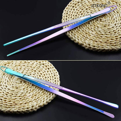 JETKONG 2 Pcs 12-Inch Culinary Tweezers Food Tweezers Kitchen Tweezer Tongs for Cooking (Rainbow) - Image 6