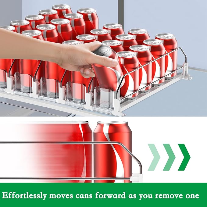 Drink Organizer for Fridge-White Automatic Pusher Glide,12oz 16oz 20oz-Soda Dispenser for Fridge-Holds up to 25 Cans - Image 3